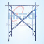 H frame with cross bracing and platform