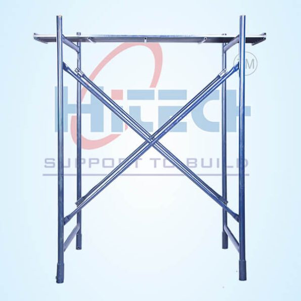 H frame with cross bracing and platform